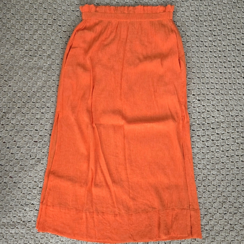 Everlane Orange Naia Ripple Skirt Bathing suit Coverup Small